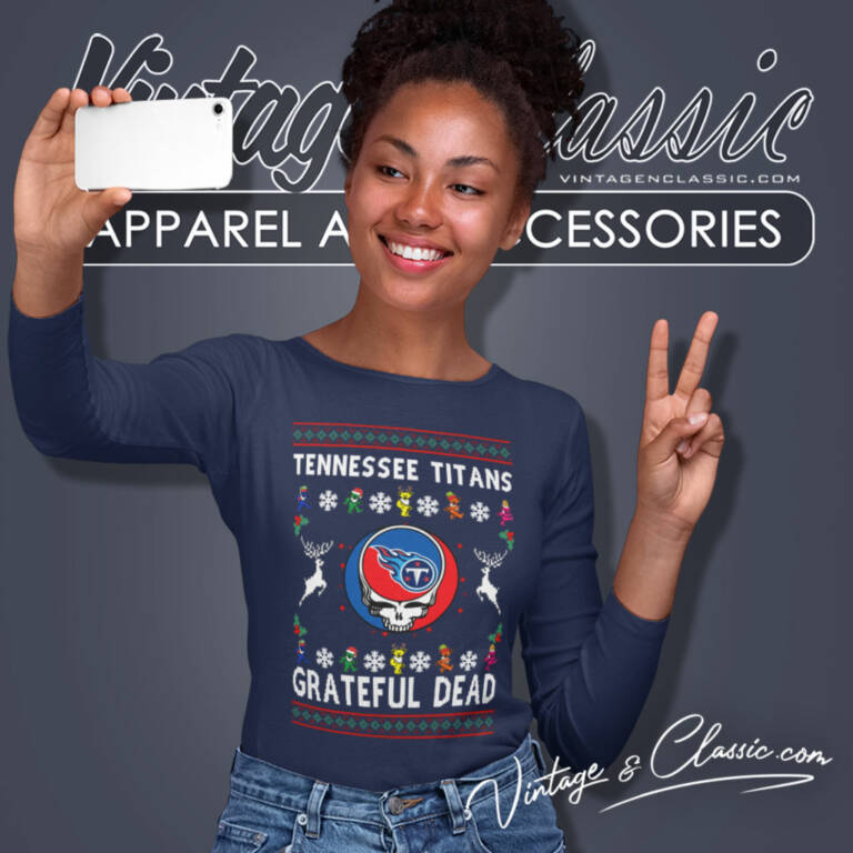 Grateful Dead Tennessee Titans Ugly Christmas Long Sleeve Tee Grateful Dead Tennessee Titans Ugly Christmas Long Sleeve Tee