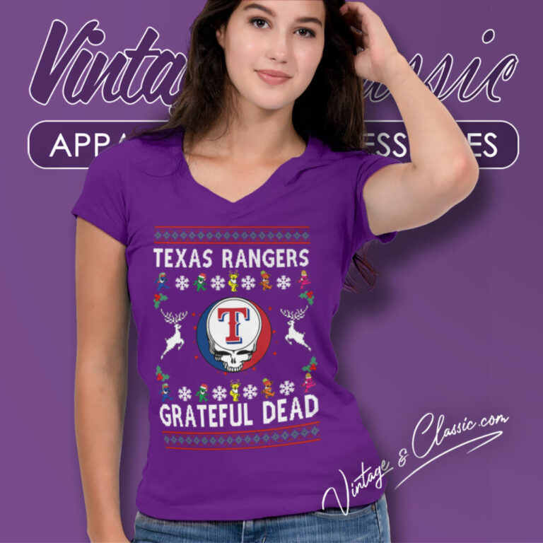 Grateful Dead Texas Rangers Ugly Christmas V Neck TShirt Grateful Dead Texas Rangers Ugly Christmas V Neck TShirt