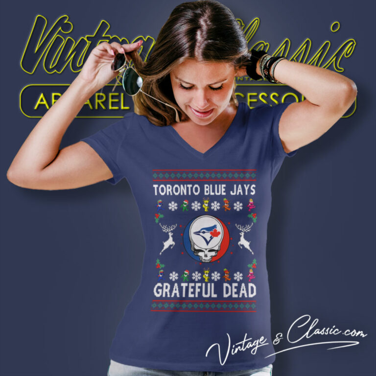 Grateful Dead Toronto Blue Jays Ugly Christmas V Neck TShirt Grateful Dead Toronto Blue Jays Ugly Christmas V Neck TShirt