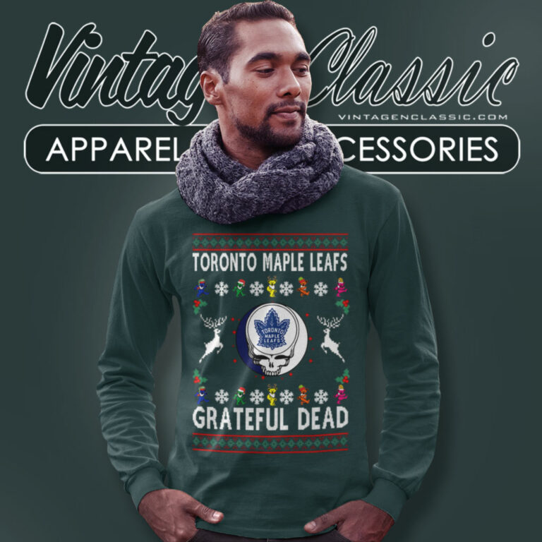 Grateful Dead Toronto Maple Leafs Ugly Christmas Long Sleeve Tee Grateful Dead Toronto Maple Leafs Ugly Christmas Long Sleeve Tee