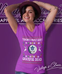 Grateful Dead Toronto Maple Leafs Ugly Christmas V Neck TShirt