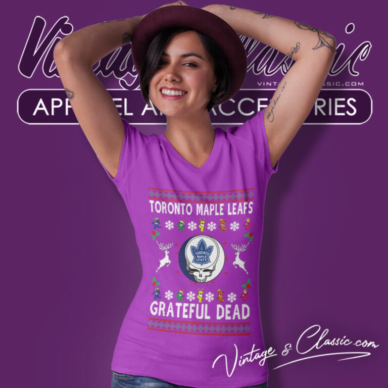 Grateful Dead Toronto Maple Leafs Ugly Christmas V Neck TShirt Grateful Dead Toronto Maple Leafs Ugly Christmas V Neck TShirt