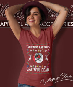 Grateful Dead Toronto Raptors Ugly Christmas V Neck TShirt