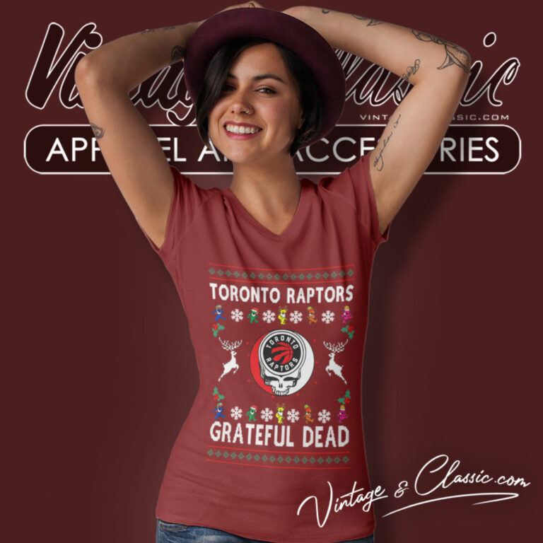 Grateful Dead Toronto Raptors Ugly Christmas V Neck TShirt Grateful Dead Toronto Raptors Ugly Christmas V Neck TShirt