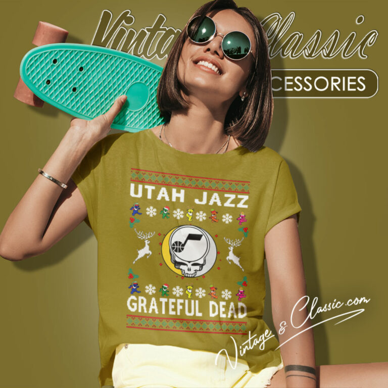 Grateful Dead Utah Jazz Ugly Christmas Women T Shirt Grateful Dead Utah Jazz Ugly Christmas Women T Shirt