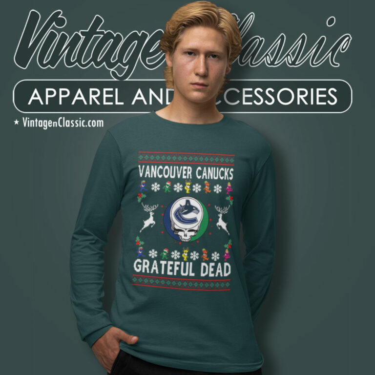 Grateful Dead Vancouver Canucks Ugly Christmas Long Sleeve Tee Grateful Dead Vancouver Canucks Ugly Christmas Long Sleeve Tee