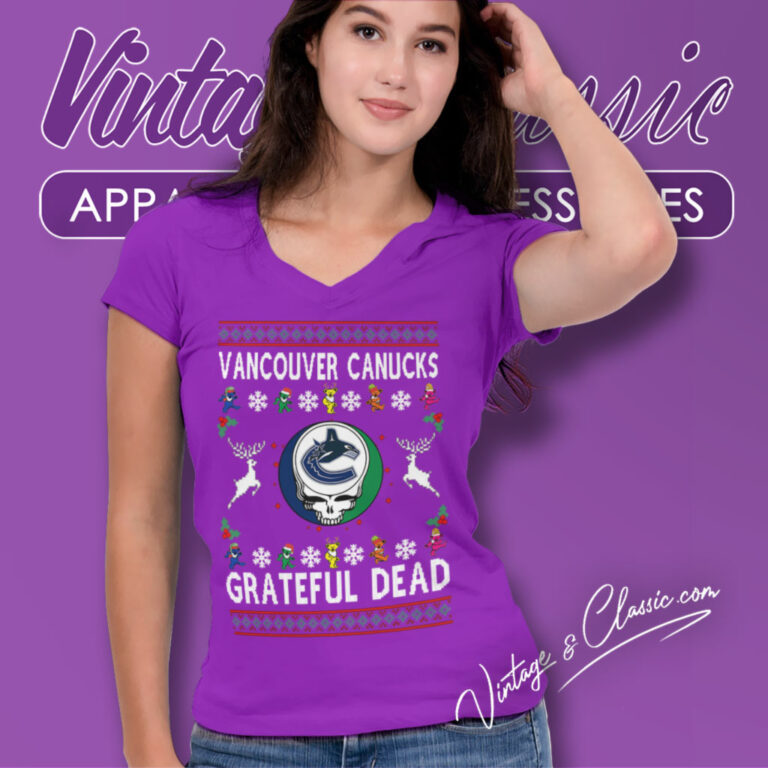 Grateful Dead Vancouver Canucks Ugly Christmas V Neck TShirt Grateful Dead Vancouver Canucks Ugly Christmas V Neck TShirt