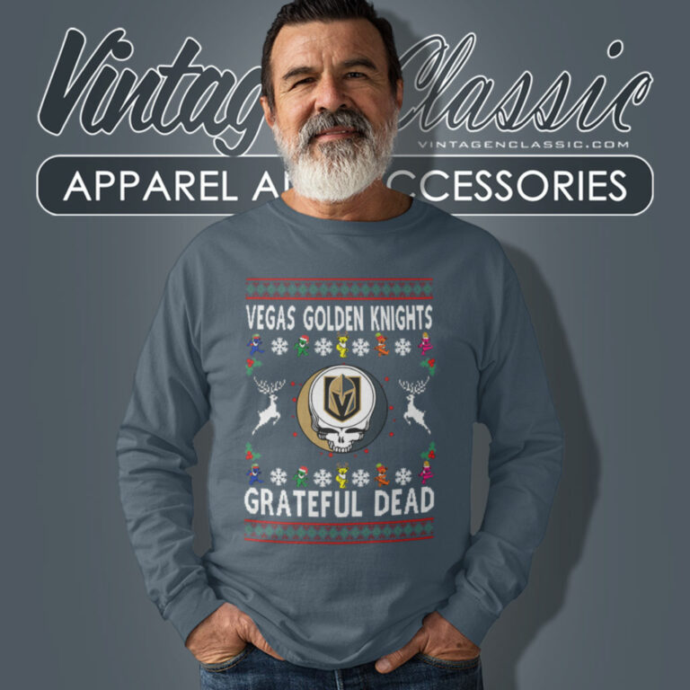 Grateful Dead Vegas Golden Knights Ugly Christmas Long Sleeve Tee Grateful Dead Vegas Golden Knights Ugly Christmas Long Sleeve Tee