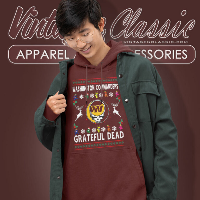 Grateful Dead Washington Commanders Ugly Christmas Hoodie Grateful Dead Washington Commanders Ugly Christmas Hoodie