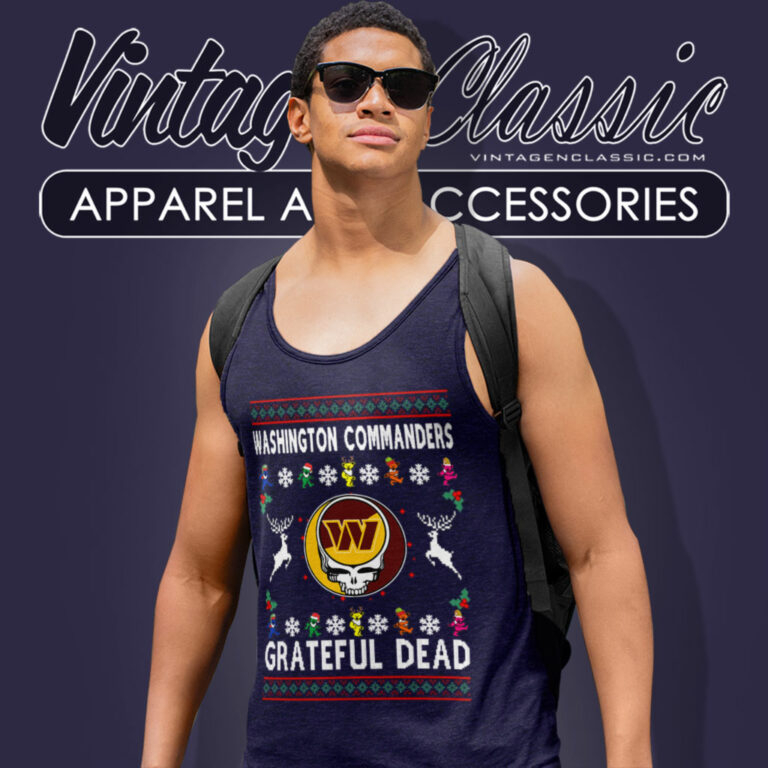 Grateful Dead Washington Commanders Ugly Christmas Tank Top Racerback Grateful Dead Washington Commanders Ugly Christmas Tank Top Racerback