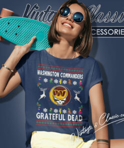 Grateful Dead Washington Commanders Ugly Christmas Shirt 5 Grateful Dead Washington Commanders Ugly Christmas Women T Shirt