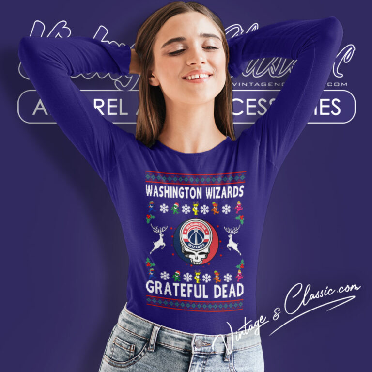 Grateful Dead Washington Wizards Ugly Christmas Long Sleeve Tee Grateful Dead Washington Wizards Ugly Christmas Long Sleeve Tee