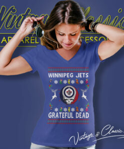 Grateful Dead Winnipeg Jets Ugly Christmas V Neck TShirt