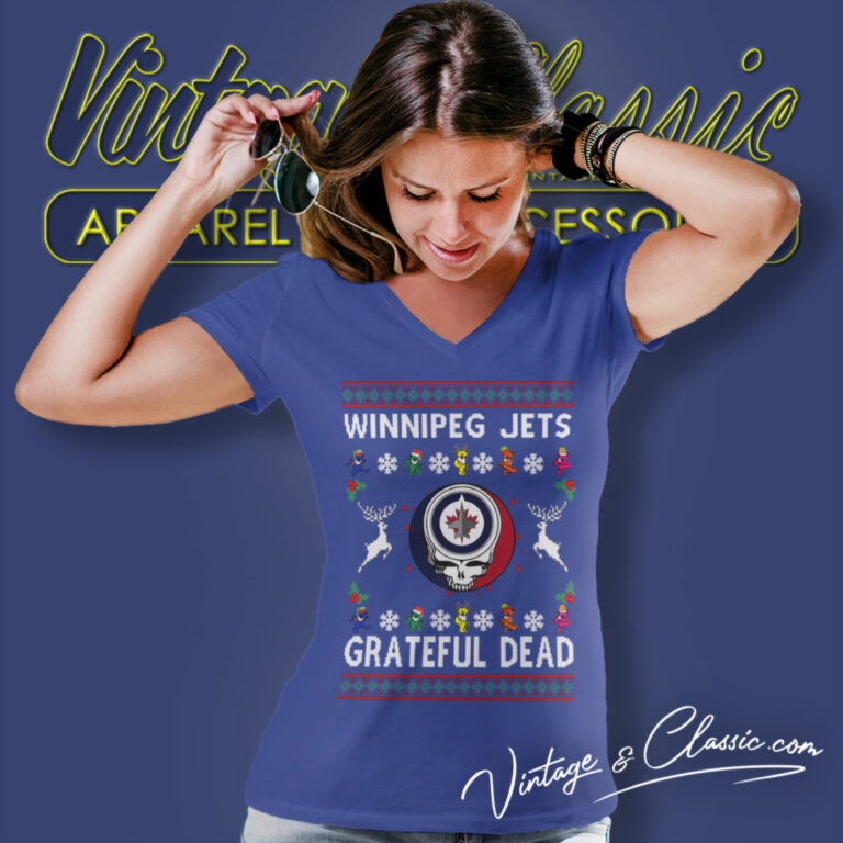 Grateful Dead Winnipeg Jets Ugly Christmas V Neck TShirt Grateful Dead Winnipeg Jets Ugly Christmas V Neck TShirt