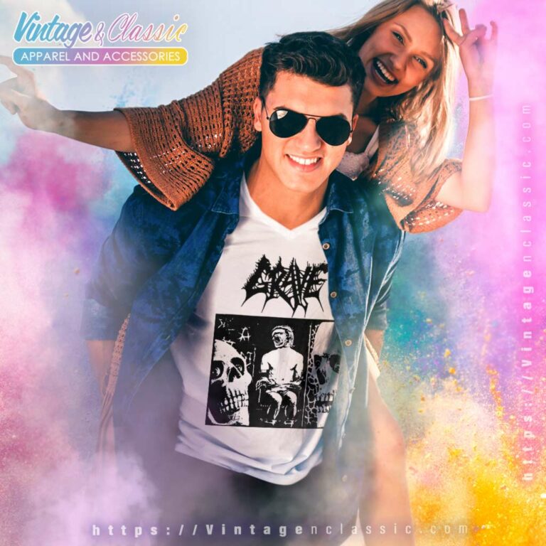 Grave Shirt Into The Grave Swedish Death Metal Band V Neck TShirt Grave Shirt Into The Grave Swedish Death Metal Band V Neck TShirt