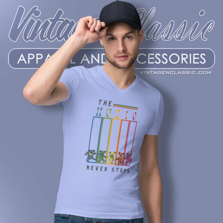 Grateful Dead Music Never Stopped V Neck TShirt Grateful Dead Music Never Stopped V Neck TShirt