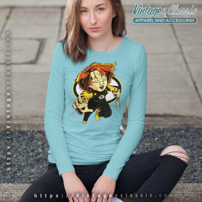 Green Bay Packer Chucky Halloween Long Sleeve Tee Green Bay Packer Chucky Halloween Long Sleeve Tee