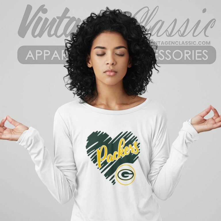 Green Bay Packer Shirt Packers Heart Long Sleeve Tee Green Bay Packer Shirt Packers Heart Long Sleeve Tee