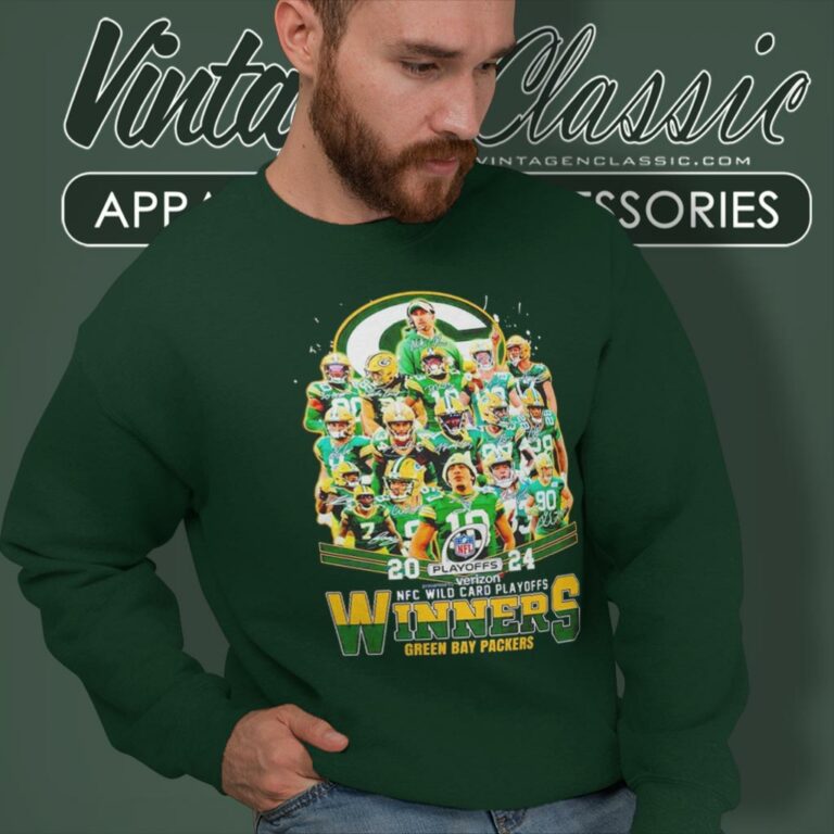 Green Bay Packers 2024 Nfl Wild Card Playoffs Winners Signatures Sweatshirt Green Bay Packers 2024 Nfl Wild Card Playoffs Winners Signatures Sweatshirt