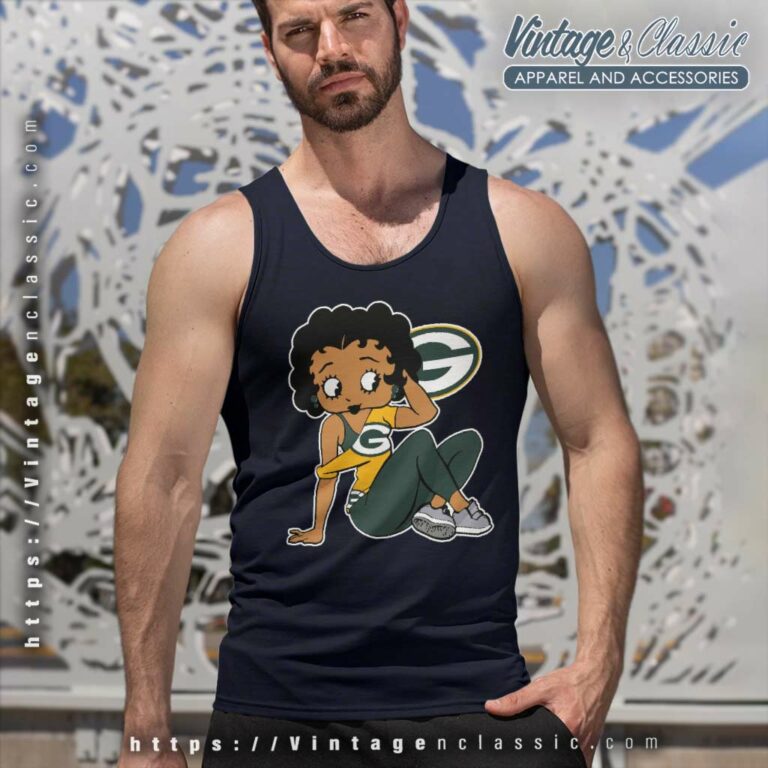 Green Bay Packers Betty Boop Football Tank Top Racerback Green Bay Packers Betty Boop Football Tank Top Racerback
