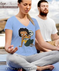 Green Bay Packers Betty Boop Football V Neck TShirt