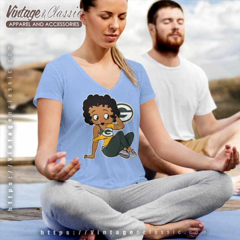Green Bay Packers Betty Boop Football V Neck TShirt Green Bay Packers Betty Boop Football V Neck TShirt