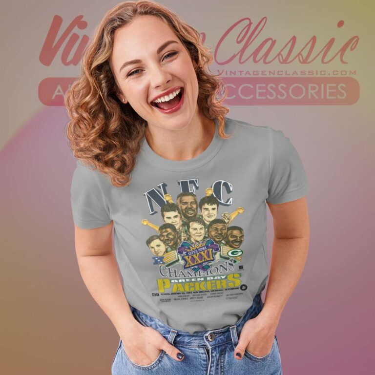 Green Bay Packers Caricature Super Bowl Champions Women TShirt Green Bay Packers Caricature Super Bowl Champions Women TShirt