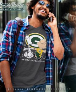 Green Bay Packers Charlie Brown Snoopy Dancing V Neck TShirt
