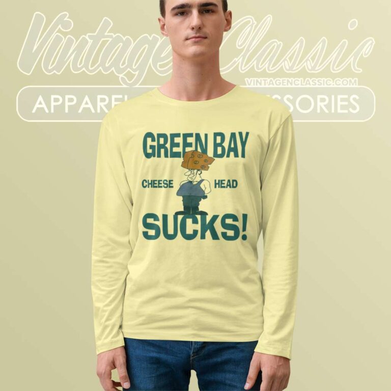Green Bay Packers Cheese Head Suck Long Sleeve Tee Green Bay Packers Cheese Head Suck Long Sleeve Tee