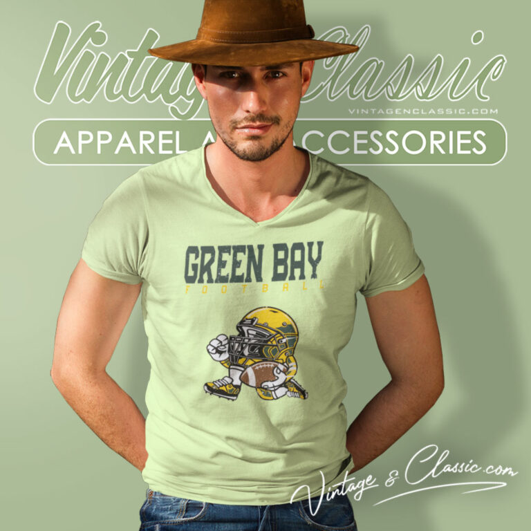 Green Bay Packers Football Helmet Vintage V Neck TShirt Green Bay Packers Football Helmet Vintage V Neck TShirt