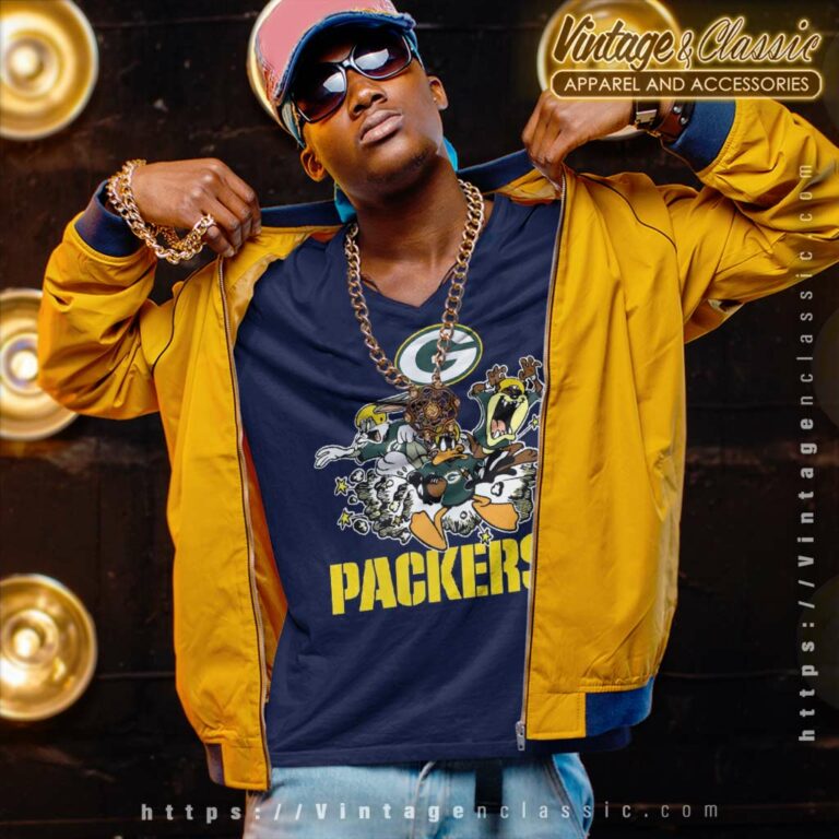 Green Bay Packers Football Looney Tunes V Neck TShirt Green Bay Packers Football Looney Tunes V Neck TShirt