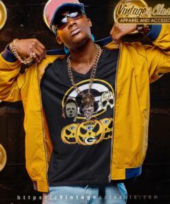 Green Bay Packers Freddy Krueger Michael Myers Jason Voorhees Pumpkin Halloween V Neck TShirt