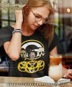 Green Bay Packers Freddy Krueger Michael Myers Jason Voorhees Pumpkin Halloween Women TShirt