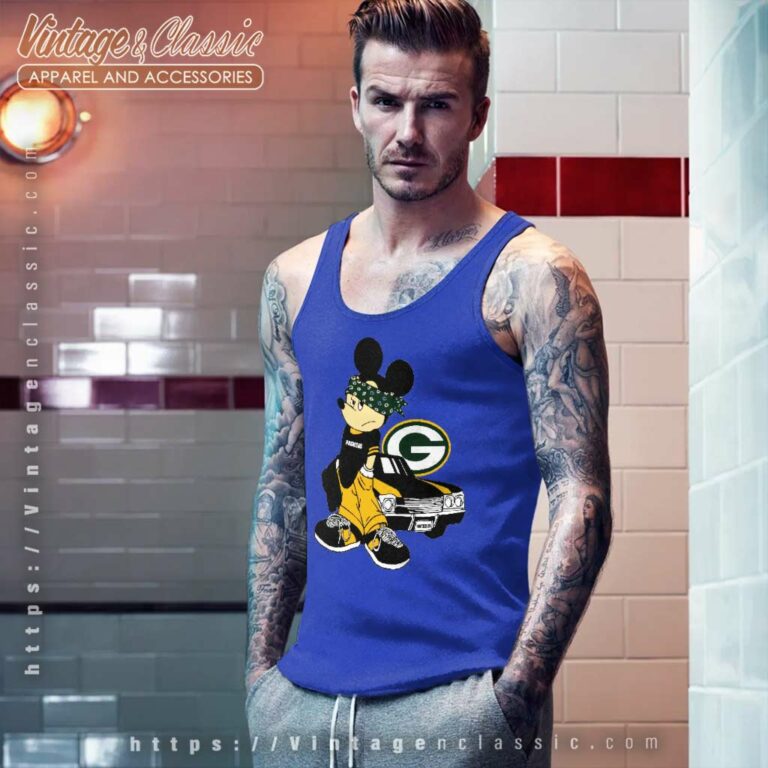 Green Bay Packers Gangster Mickey Mouse Tank Top Racerback Green Bay Packers Gangster Mickey Mouse Tank Top Racerback