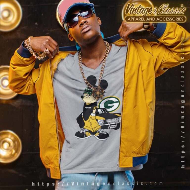 Green Bay Packers Gangster Mickey Mouse V Neck TShirt Green Bay Packers Gangster Mickey Mouse V Neck TShirt