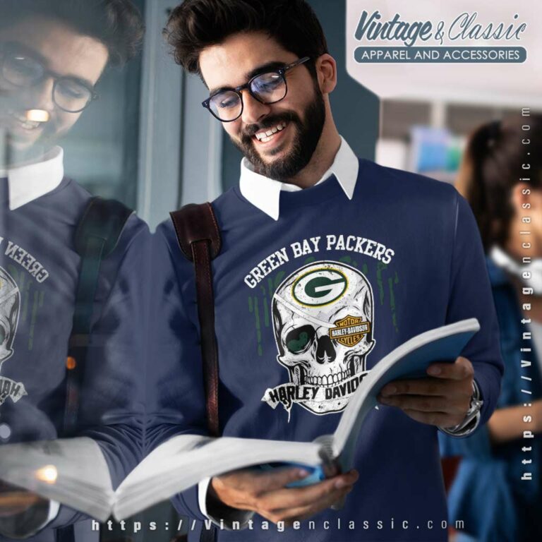 Green Bay Packers Harley Daivsion Skull Sweatshirt Green Bay Packers Harley Daivsion Skull Sweatshirt