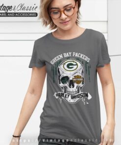 Green Bay Packers Harley Daivsion Skull Shirt 5 Green Bay Packers Harley Daivsion Skull Women TShirt
