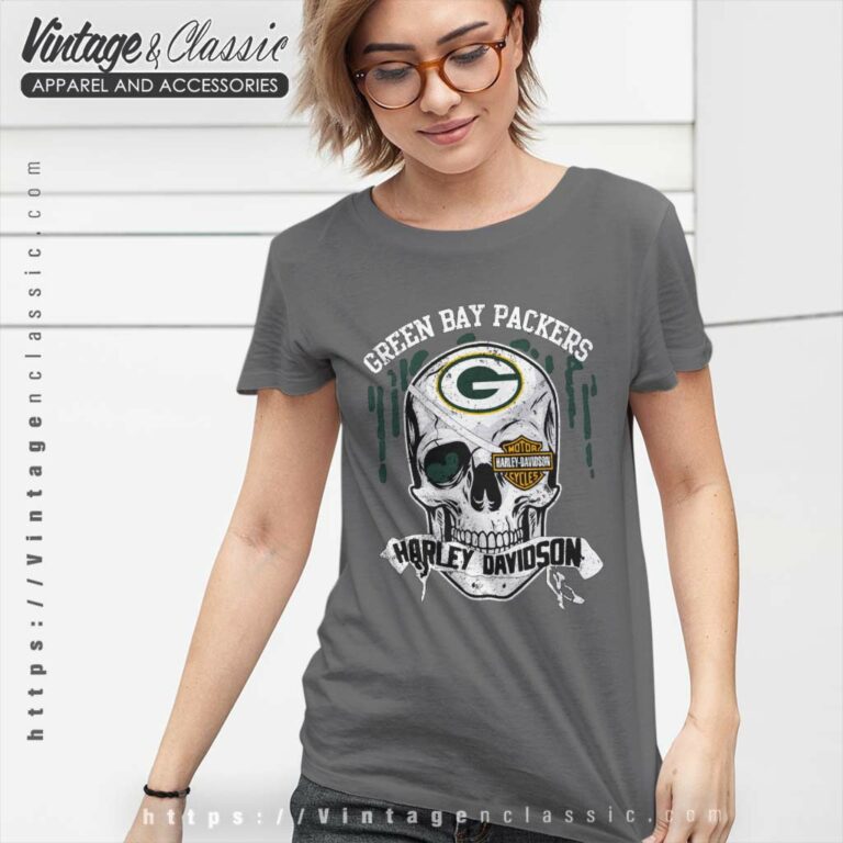 Green Bay Packers Harley Daivsion Skull Women TShirt Green Bay Packers Harley Daivsion Skull Women TShirt