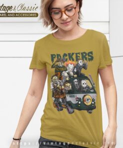 Green Bay Packers Horror Movies Characters Halloween Shirt Women T shirt