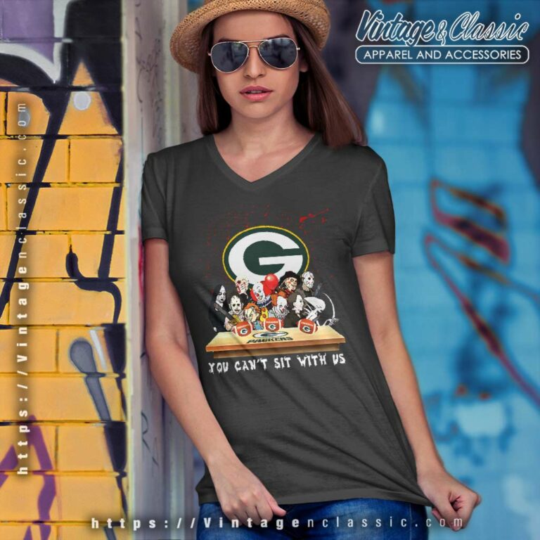Green Bay Packers Horror Movies You Cant Sit With Us Halloween V Neck TShirt Green Bay Packers Horror Movies You Cant Sit With Us Halloween V Neck TShirt