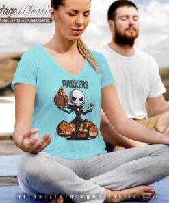 Green Bay Packers Jack Skellington Halloween Shirt 5 Green Bay Packers Jack Skellington Halloween V Neck TShirt