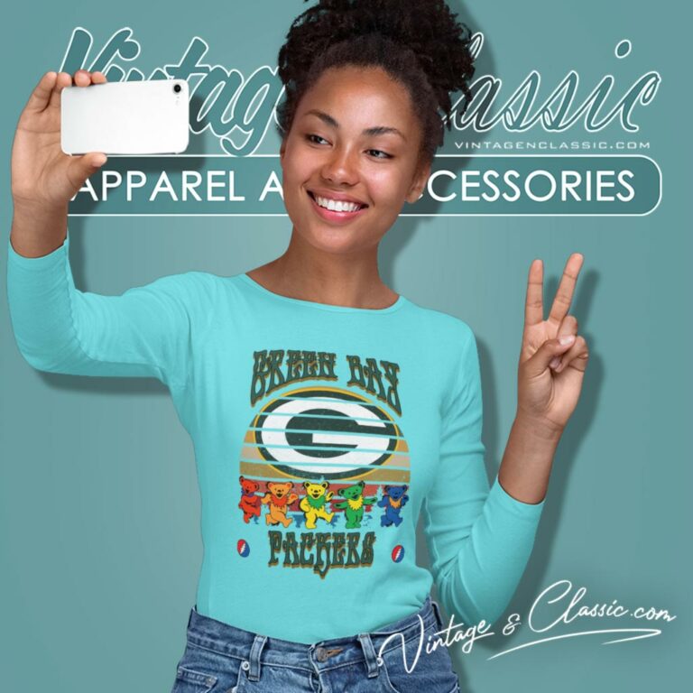 Green Bay Packers Nfl Grateful Dancing Bears Retro Long Sleeve Tee Green Bay Packers Nfl Grateful Dancing Bears Retro Long Sleeve Tee