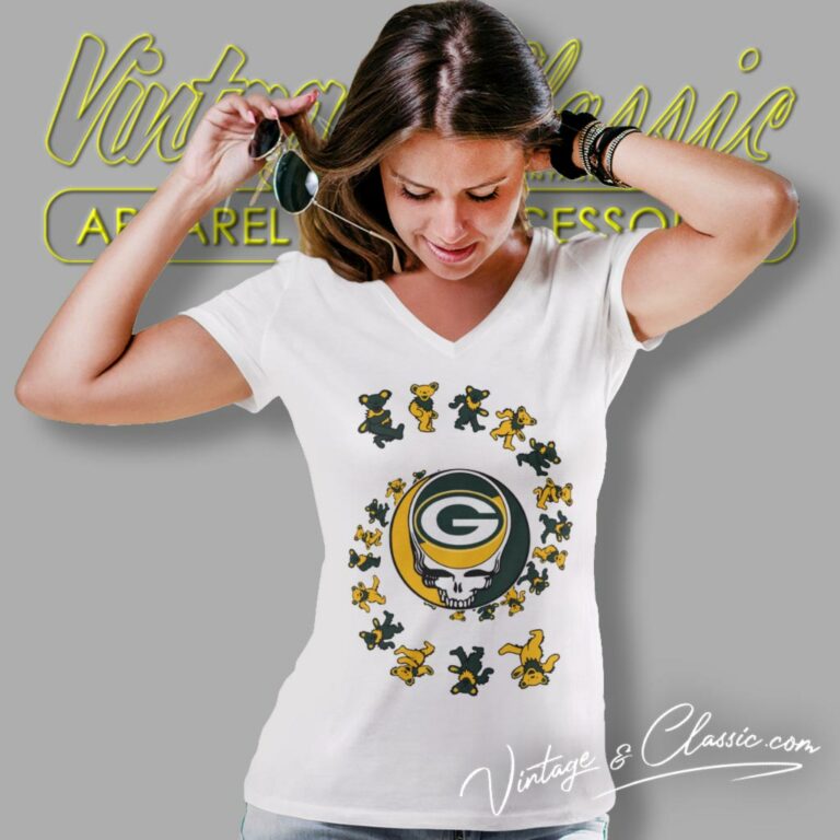 Green Bay Packers Nfl Grateful Dancing Bears V Neck TShirt Green Bay Packers Nfl Grateful Dancing Bears V Neck TShirt
