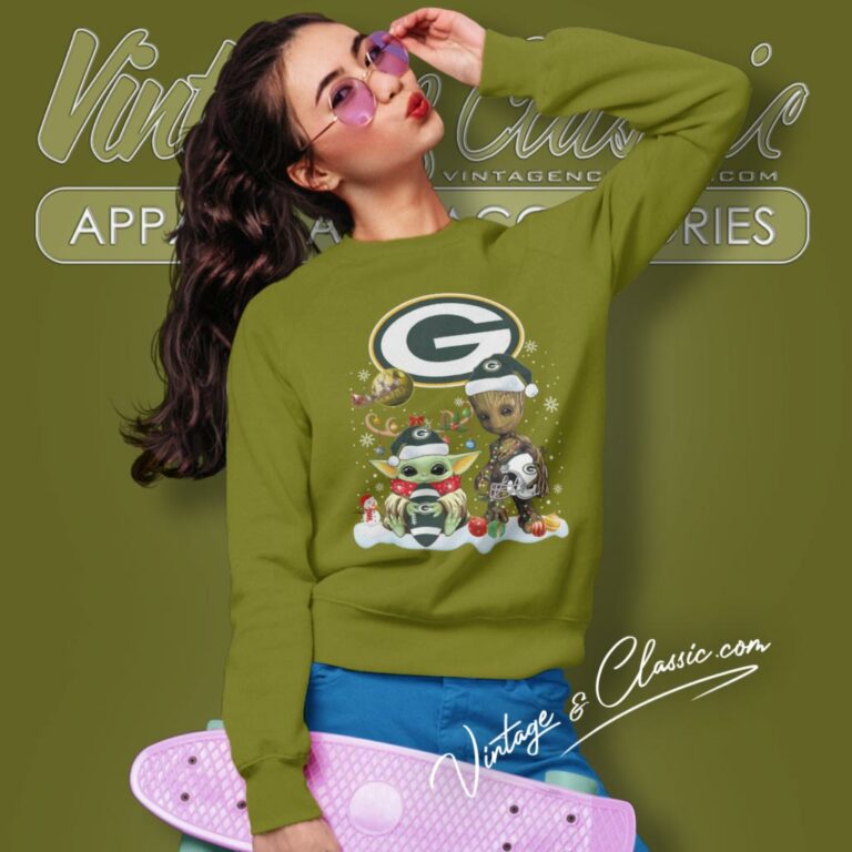 Green Bay Packers Shirt Baby Yoda And Groot Santa Christmas Sweatshirt Green Bay Packers Shirt Baby Yoda And Groot Santa Christmas Sweatshirt