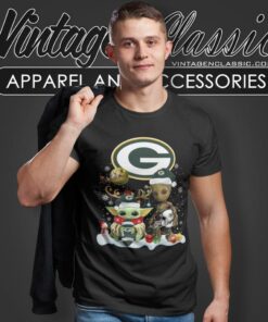 Green Bay Packers Shirt Baby Yoda And Groot Santa Christmas T Shirt
