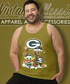 Green Bay Packers Shirt Baby Yoda And Groot Santa Christmas Tank Top Racerback