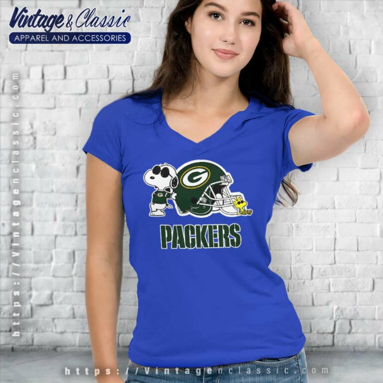 Green Bay Packers Snoopy And Woodstock V Neck TShirt Green Bay Packers Snoopy And Woodstock V Neck TShirt