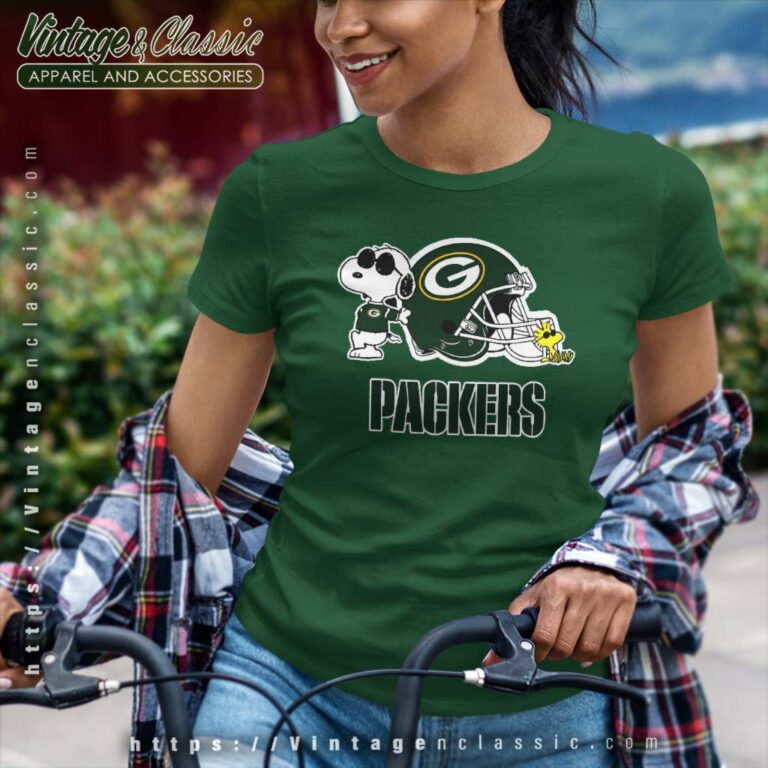 Green Bay Packers Snoopy And Woodstock Women TShirt Green Bay Packers Snoopy And Woodstock Women TShirt
