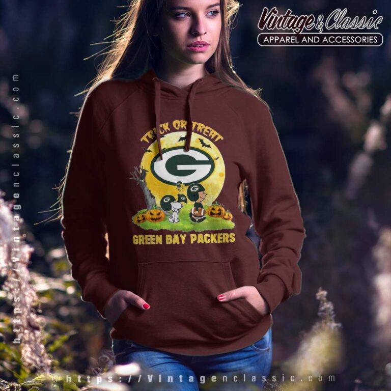 Green Bay Packers Snoopy Charlie Brown And Woodstock Trick Or Treat Halloween Hoodie Green Bay Packers Snoopy Charlie Brown And Woodstock Trick Or Treat Halloween Hoodie