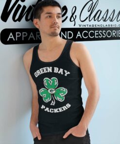 Green Bay Packers Three Leaf Clover St Patricks Day Tank Top Racerback